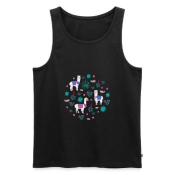 Llama et ses amis - Débardeur bio Premium Homme - noir - Devant - AI Model Male 178 light (178cm)
