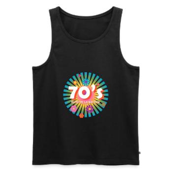Logo 70s élite de la nation - Débardeur bio Premium Homme - noir - Devant - Michal (187cm)