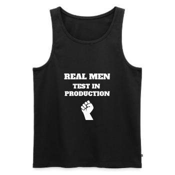 Real Men Test in Production, Programmer, Software - Männer Premium Bio Tank Top - Schwarz - Vorne - AI Model Male 178 light (178cm)