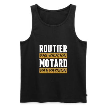 Motard et routier cadeau homme humour routier - Débardeur bio Premium Homme - noir - Devant - Michal (187cm)