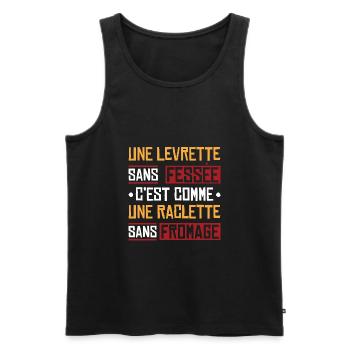 Une Levrette sans fessée Cadeau humour - Débardeur bio Premium Homme - noir - Devant - AI Model Male 178 light (178cm)