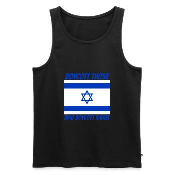 Boycott those who boycott Israël - Débardeur bio Premium Homme - noir - Devant - Michal (187cm)