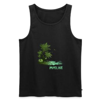 Surf pour les surfeurs Vintage Pipeline Idée cadeau - Débardeur bio Premium Homme - noir - Devant - AI Model Male 178 light (178cm)