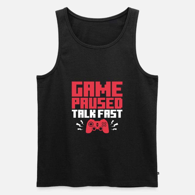 Game Paused Talk Fast - Männer Premium Bio Tank Top - Schwarz