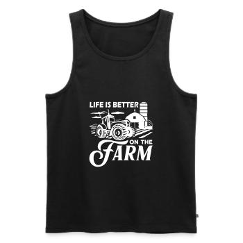 La vie est meilleure à la ferme - Débardeur bio Premium Homme - noir - Devant - AI Model Male 178 light (178cm)