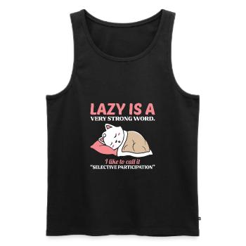 Lazy is a very strong word - Men's Premium Organic Tank Top - black - Front - Michal (187cm)