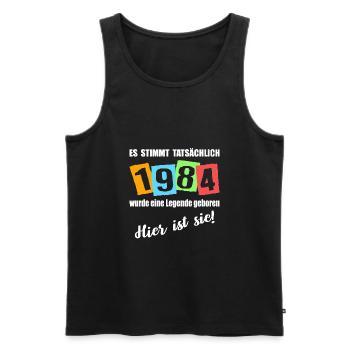 Legende ist 1984 geboren. Geburtstagsspruc - Männer Premium Bio Tank Top - Schwarz - Vorne - Michal (187cm)