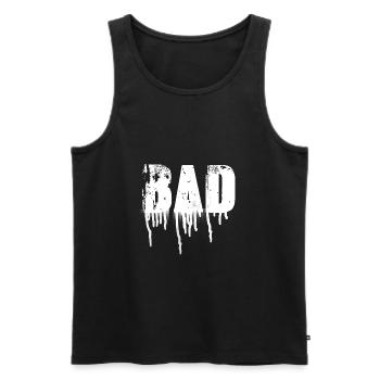 bad,schrift,weiss,graffiti,typo,stencil - Männer Premium Bio Tank Top - Schwarz - Vorne - AI Model Male 178 light (178cm)