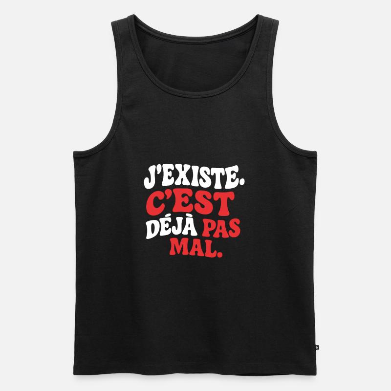 J’existe C’est déjà pas mal drôle rétro Humour - Débardeur bio Premium Homme - noir