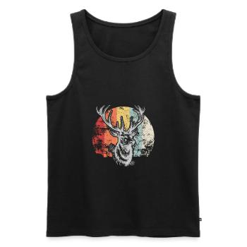 Cerf en cerf - Débardeur bio Premium Homme - noir - Devant - Michal (187cm)