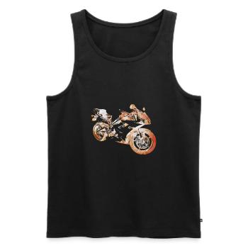 Motorrad Silhouette Feuer - Männer Premium Bio Tank Top - Schwarz - Vorne - AI Model Male 178 light (178cm)