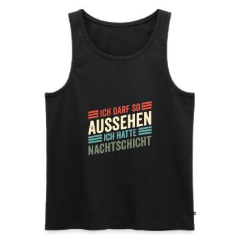 Nachtschicht, Schichtdienst, Nachtdienst, Funshirt - Männer Premium Bio Tank Top - Schwarz - Vorne - Michal (187cm)