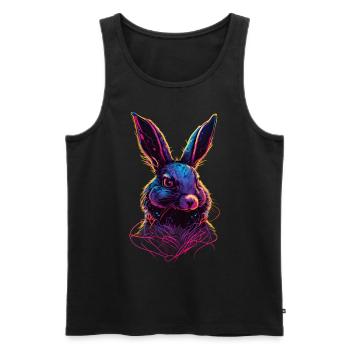 Rabbit Synthwave 80 s gift - Men's Premium Organic Tank Top - black - Front - Michal (187cm)
