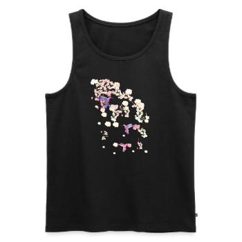 fleur de cerisier,colibri,fleurs,fleurs,fleurs - Débardeur bio Premium Homme - noir - Devant - AI Model Male 178 light (178cm)