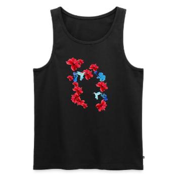 hibiscus,fleurs,fleurs,fleurs,colibri,floral - Débardeur bio Premium Homme - noir - Devant - Michal (187cm)