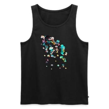 Fleurs,Abstrait,Floral,Peinture, Fleur,Vigne - Débardeur bio Premium Homme - noir - Devant - Michal (187cm)