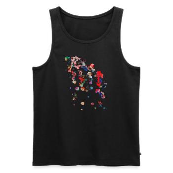 Fleurs,Abstrait,Floral,Peinture,Fleur,Vigne,Rouge - Débardeur bio Premium Homme - noir - Devant - Michal (187cm)