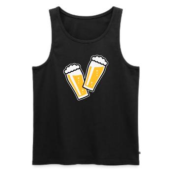 2 Biergläser Stoßen An (Bier / Willibecher / 3C) - Männer Premium Bio Tank Top - Schwarz - Vorne - AI Model Male 178 light (178cm)