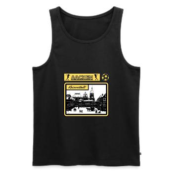 Aachen Kaiserstadt Nostalgie Fan Ölbilddesign - Männer Premium Bio Tank Top - Schwarz - Vorne - Michal (187cm)