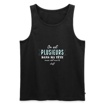 On est plusieurs dans ma tête mais c'est moi le... - Débardeur bio Premium Homme - noir - Devant - AI Model Male 178 light (178cm)
