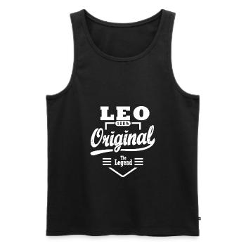 Cadeau Leo original personnalisé prénom leo - Débardeur bio Premium Homme - noir - Devant - Michal (187cm)