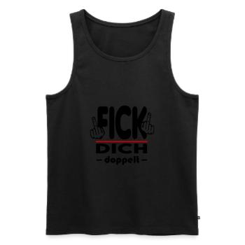 Fick Dich doppelt Mittelfinger Fuck Off Sprüche - Männer Premium Bio Tank Top - Schwarz - Vorne - Michal (187cm)