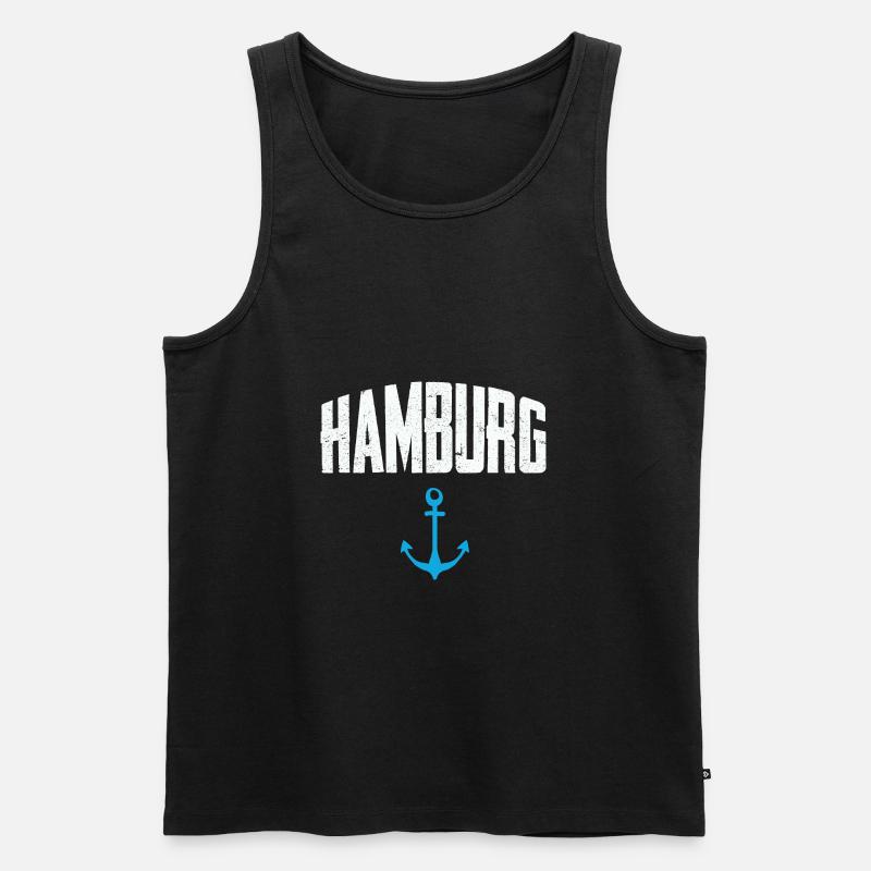 Hamburg, Anker, Hafen, Perle - Männer Premium Bio Tank Top - Schwarz