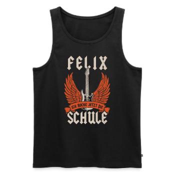 Félix, écolier, je suis en train de balancer le premier jour d’école maintenant - Débardeur bio Premium Homme - noir - Devant - Michal (187cm)