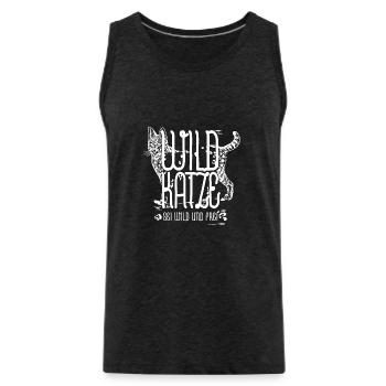 Wildkatze Weiss Geschenkidee - Männer Premium Bio Tank Top - Anthrazit - Vorne - Alexander (188cm)