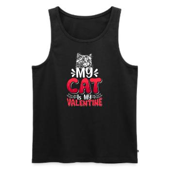 My Cat is my Valentine - Männer Premium Bio Tank Top - Schwarz - Vorne - Michal (187cm)