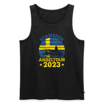 Schweden Angeltour 2023 Angeltrip Angelurlaub - Männer Premium Bio Tank Top - Schwarz - Vorne - Michal (187cm)