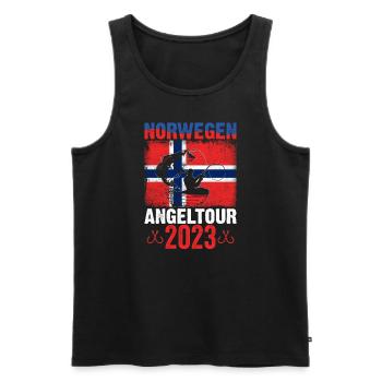 Norwegen Angelurlaub Angeltour 2023 - Männer Premium Bio Tank Top - Schwarz - Vorne - Michal (187cm)