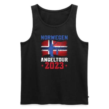 Angeln Norwegen 2023 Angeltour - Männer Premium Bio Tank Top - Schwarz - Vorne - Michal (187cm)