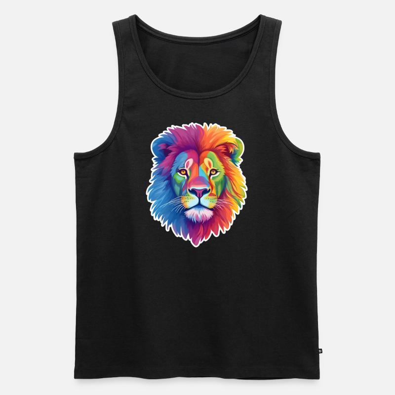 Regenbogen Löwe - Männer Premium Bio Tank Top - Schwarz