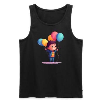 Fröhliches Kind mit bunten Luftballons - Männer Premium Bio Tank Top - Schwarz - Vorne - Michal (187cm)