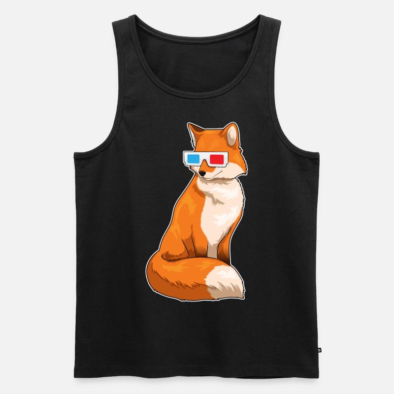 Fuchs Brille - Männer Premium Bio Tank Top - Schwarz