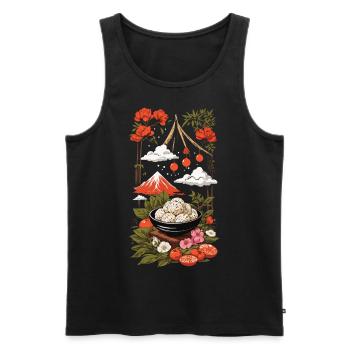 Japanese Festival & Onigiri Art Design - Men's Premium Organic Tank Top - black - Front - AI Model Male 178 light (178cm)