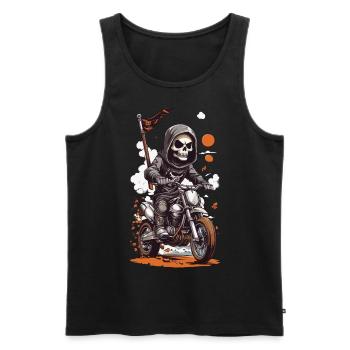 Motocross Skelet Biker Halloween Cartoon Design - Men's Premium Organic Tank Top - black - Front - AI Model Male 178 light (178cm)