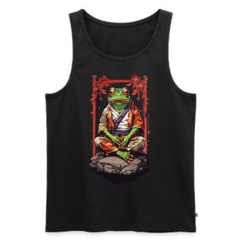 Spirituelle Frosch Meditation Kunst Ästhetik Yoga - Männer Premium Bio Tank Top - Schwarz - Vorne - Michal (187cm)