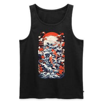 Japan Koi Retro Art Fisch Design Ukiyo-E Stil - Männer Premium Bio Tank Top - Schwarz - Vorne - AI Model Male 178 light (178cm)