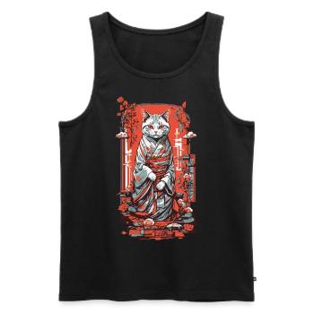 Vintage Katze Japanische Katzenkunst Retro Design - Männer Premium Bio Tank Top - Schwarz - Vorne - AI Model Male 178 light (178cm)
