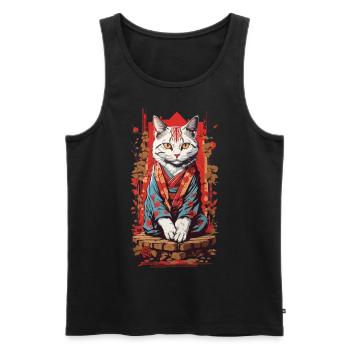 Japanische Ukiyo-E Katzen Geisha Kunst Design - Männer Premium Bio Tank Top - Schwarz - Vorne - AI Model Male 178 light (178cm)