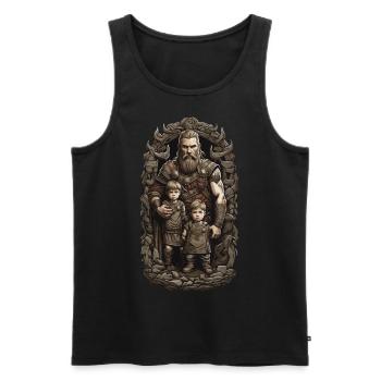 Nordischer Wikinger Papa Krieger Vatertag Design - Männer Premium Bio Tank Top - Schwarz - Vorne - Michal (187cm)
