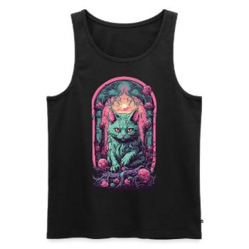 Chat gothique sombre Halloween esthétique chats - Débardeur bio Premium Homme - noir - Devant - AI Model Male 178 light (178cm)