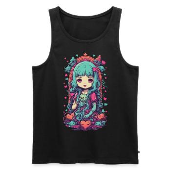 Weirdcore Goth Girl Okkultes Love Design - Männer Premium Bio Tank Top - Schwarz - Vorne - Michal (187cm)