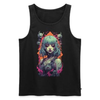 Fille gothique esthétique occulte Vaporwave Design - Débardeur bio Premium Homme - noir - Devant - Michal (187cm)