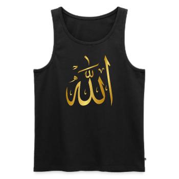 Allah Écriture Arabe Or Arabe - Débardeur bio Premium Homme - noir - Devant - AI Model Male 178 light (178cm)