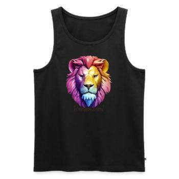 Löwe im Rainbowland - Männer Premium Bio Tank Top - Schwarz - Vorne - Michal (187cm)