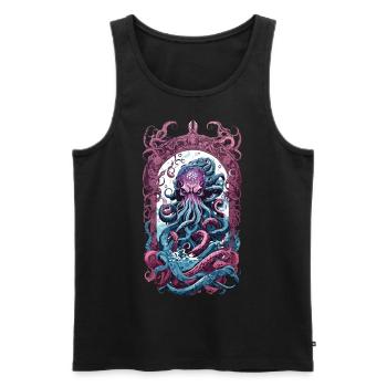 Kraken Goth Pastel occulte Halloween monstres marins - Débardeur bio Premium Homme - noir - Devant - AI Model Male 178 light (178cm)