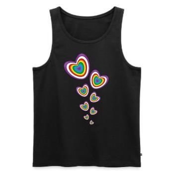 Regenbogen Herzen sehr wild und sehr lieb. - Männer Premium Bio Tank Top - Schwarz - Vorne - Michal (187cm)